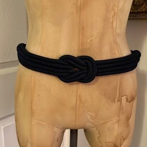 Vintage 80s Macrame Knotted Navy Blue Belt